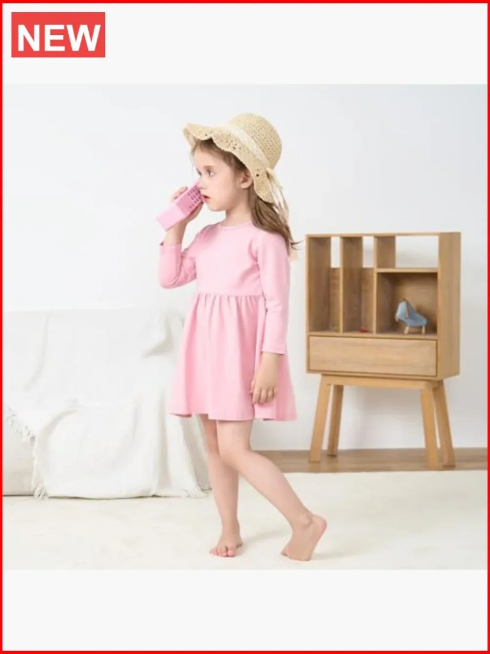 Toddler Girls Straw Sun Hat with Chin Strap for Beach Travel